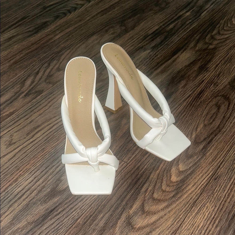 Loeffler Randall White Knotted Heeled Sandals